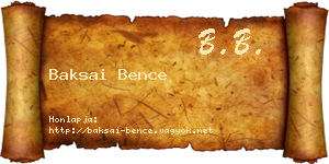 Baksai Bence névjegykártya